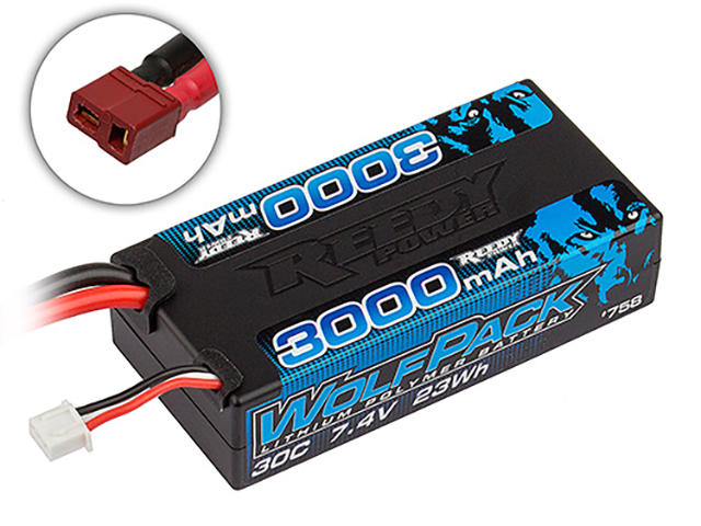 RE758　REEDY WOLFパックLiPo 3000mAh 30C 7.4V Shorty【T型コネクター】