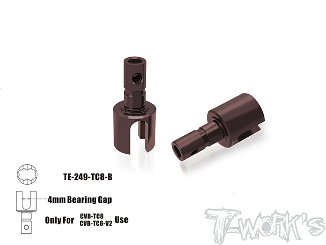 TE-249-TC8-B スプリングスチール製軽量リアデフジョイントBBアダプター【TC8/2個入】