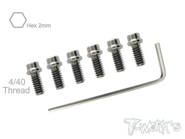 TSS-440-A　チタン製キャップヘッドスクリュー・2mm HEXソケット【4-40 x 1/4インチ/6本入 】