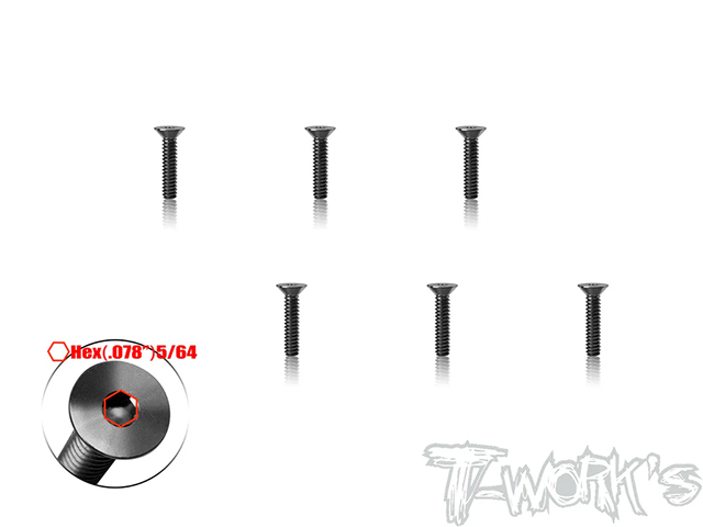 TSS-440C-12　チタン製フラットヘッドスクリュー・5/64in HEXソケット【4-40 x 1/2インチ/6本入 】