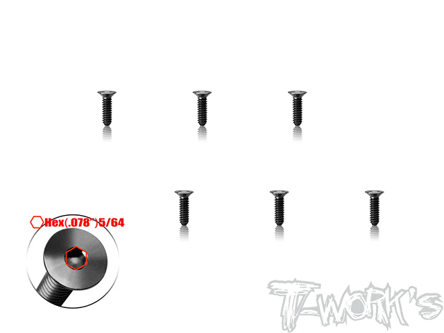 TSS-440C-38　チタン製フラットヘッドスクリュー・5/64in HEXソケット【4-40 x 3/8インチ/6本入 】