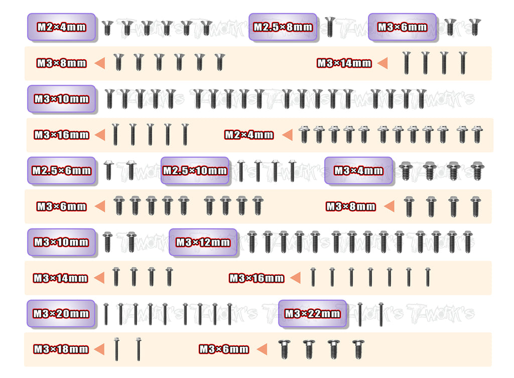 TSSU-RC10B6.4　64チタンスクリューセット【UFOヘッド/RC10B6.4用/122pcs】