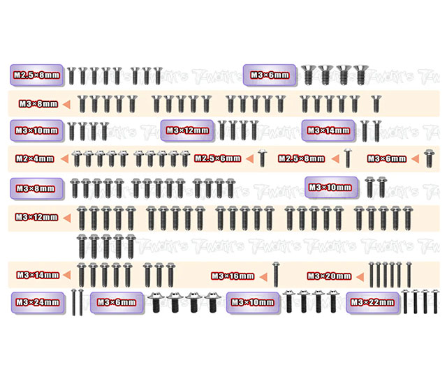 TSSU-RC10B84　64チタンスクリューセット【UFOヘッド/アソシRC10B84/B84D/131pcs】