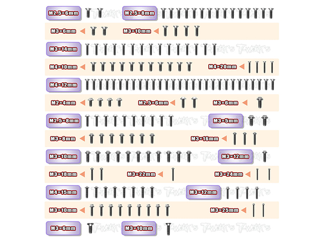 TSSU-RC8B4　64チタンスクリューセット【UFOヘッド/RC8B4用/118pcs】